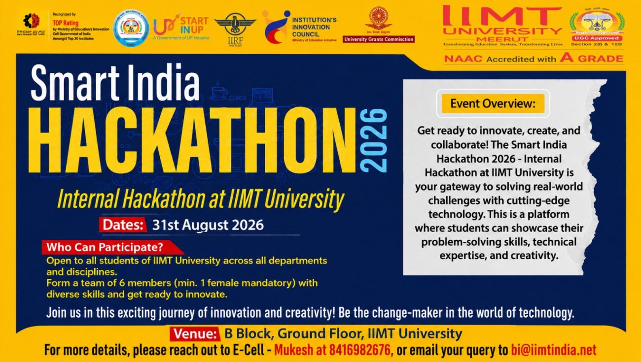 IIMT University Smart India Internal Hackathon 2026: Students Invited to Innovate.